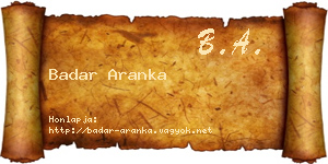 Badar Aranka névjegykártya